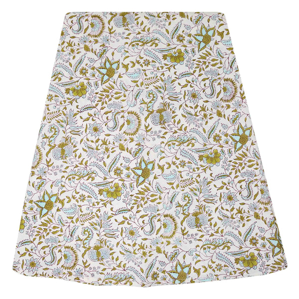 Sea Holly Tablecloth | Our Sea Holly print is an ode to a traditional Indian block pattern, updated in a fresh and sophisticated color palette. Tranquil blue intertwined with olive green is reminiscent of mediterranean shores, wild rosemary and rocky beac