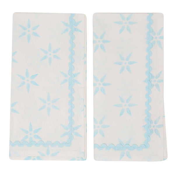 Daylily Napkins, Set of 4 | Brighten up your table with these colorful hand-printed cotton napkins featuring a playful ricrac border.