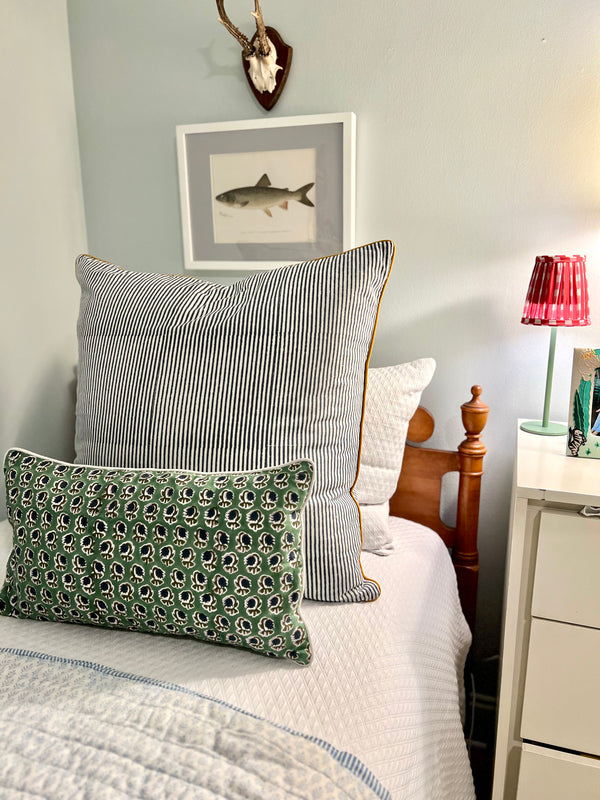 Harbor Stripe Pillow Cover | Transform your home decor effortlessly with our stylish block-printed pillow covers. Mix and match to add a splash of personality and a fresh, vibrant touch to any room. Stripes and florals are a forever favorite! These hand-p