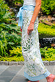 Inslee Claiborne Pareo | From our Inslee Fariss collab, the Claiborne block print sarong pareo features soft blue blooms on cotton voile—light, flattering, and beach-day ready.