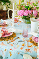 Inslee Persephone Linen Tablecloth | The Persephone linen block print tablecloth features Inslee Fariss’s watercolor butterflies on soft blue—elegant, airy, and perfect for relaxed gatherings.