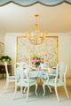 Inslee Persephone Linen Tablecloth | The Persephone linen block print tablecloth features Inslee Fariss’s watercolor butterflies on soft blue—elegant, airy, and perfect for relaxed gatherings.