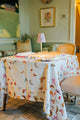 Inslee Celine Linen Tablecloth | This linen block print tablecloth features Inslee Fariss’s watercolor butterflies on crisp white—an airy, elegant choice for gatherings that feel special.