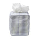 Blue striped block printed tissue box cover