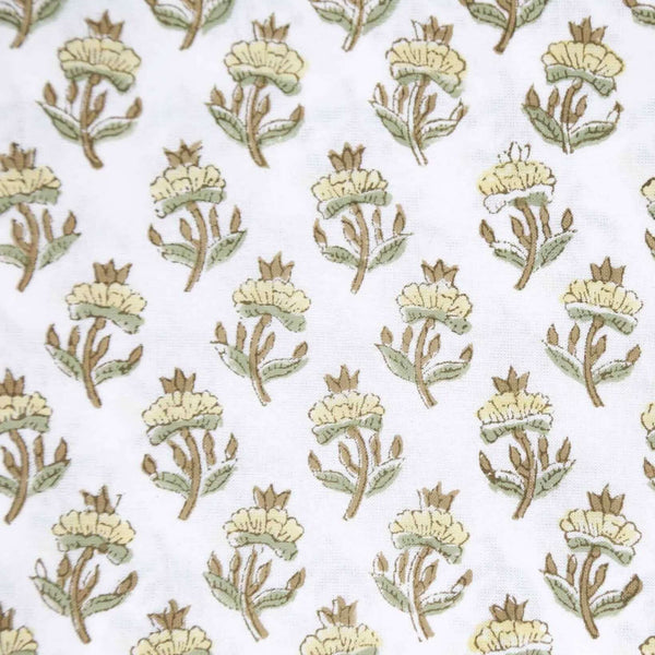 Close up of green floral block print