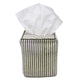 Green and white striped block printed tissue box cover