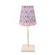 Red block printed lampshade on Poldina Pro cordless lamp