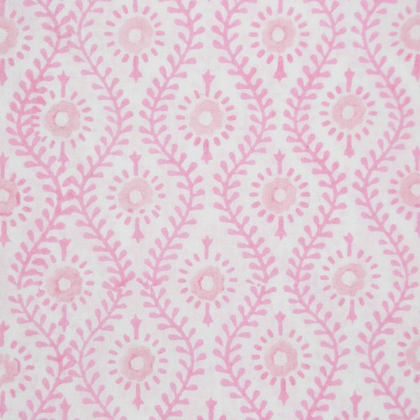 Close up of pink block printed pareo cover up