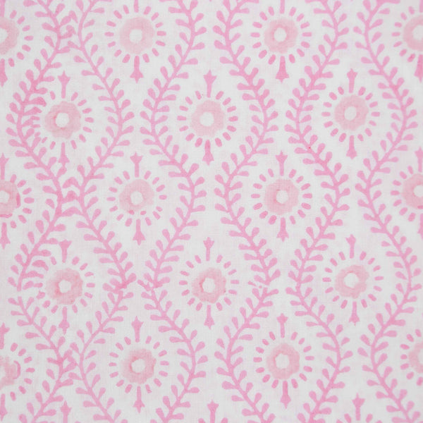 Close up of pink block printed pareo cover up