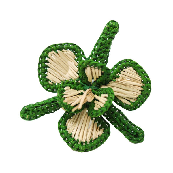 Green woven orchid flower napkin ring