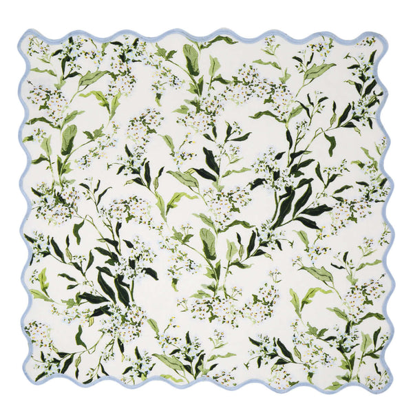Inslee Claiborne Napkins, Set of 4 | From our Inslee Fariss collab, the Claiborne block print napkins feature blue blossoms and vines on crisp white linen—elegant, effortless, and summer-ready.