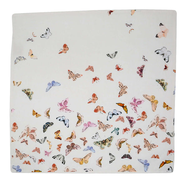 Inslee Celine Napkins, Set of 4 | From our Inslee Fariss collab, the Celine block print napkins feature watercolor butterflies on white—elegant, airy, and perfect for gifting or gathering.