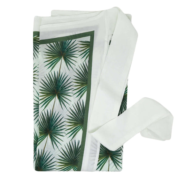 Inslee Georgia Pareo | Part of our Inslee Fariss collab, the Georgia block print sarong pareo features soft green palms on cotton voile—breezy, flattering, and made for sunny days.