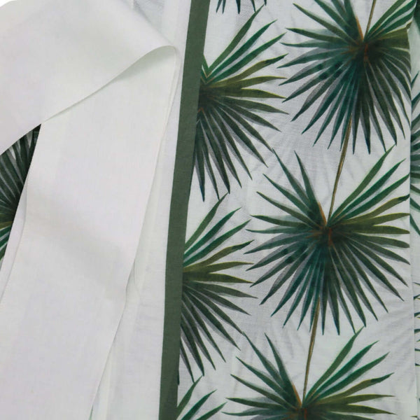 Inslee Georgia Pareo | Part of our Inslee Fariss collab, the Georgia block print sarong pareo features soft green palms on cotton voile—breezy, flattering, and made for sunny days.