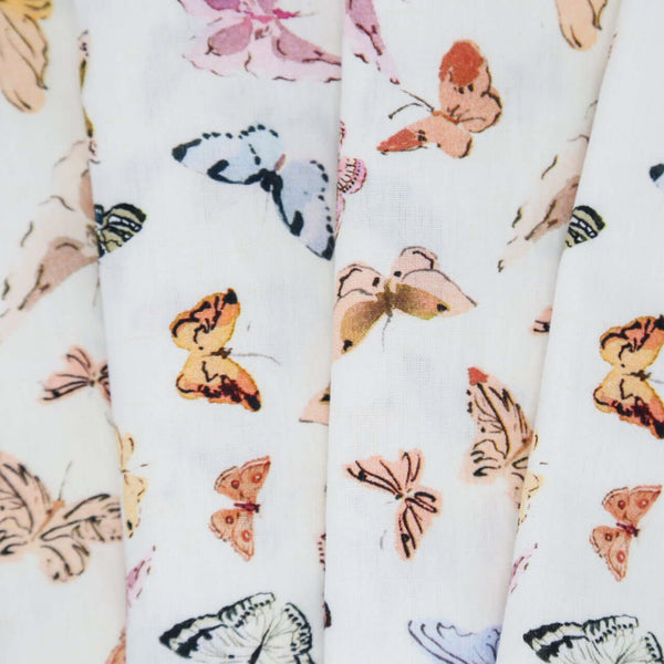 Inslee Celine Napkins, Set of 4 | From our Inslee Fariss collab, the Celine block print napkins feature watercolor butterflies on white—elegant, airy, and perfect for gifting or gathering.