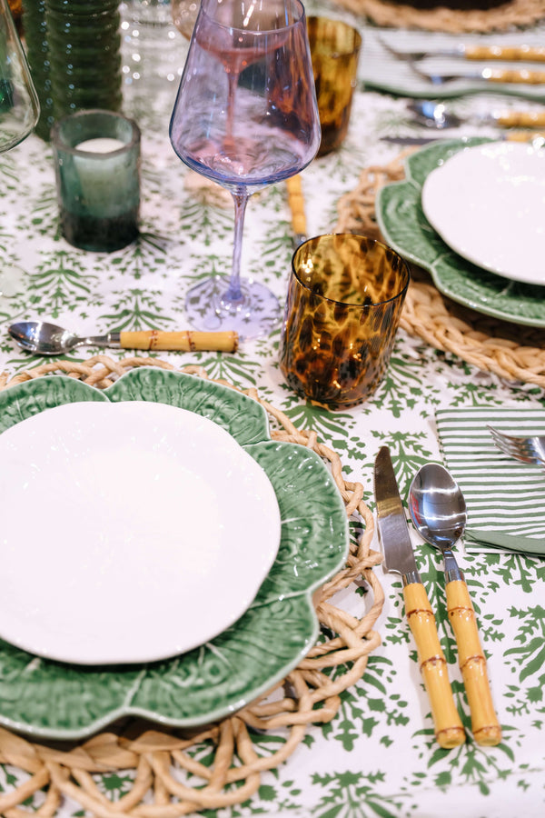 Lily of the Valley Tablecloth | Our Lily of the Valley block print tablecloth is vibrant, expressive, and the perfect shade of green—a cheerful pick-me-up for your table any time of year.