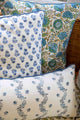 Bluebell Throw Pillow Cover | Transform your home decor effortlessly with our stylish block-printed pillow covers. Mix and match to add a splash of personality and a fresh, vibrant touch to any room. The Bluebell print is a crowd pleaser in the perfect sh