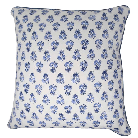 Bluebell Throw Pillow Cover | Transform your home decor effortlessly with our stylish block-printed pillow covers. Mix and match to add a splash of personality and a fresh, vibrant touch to any room. The Bluebell print is a crowd pleaser in the perfect sh
