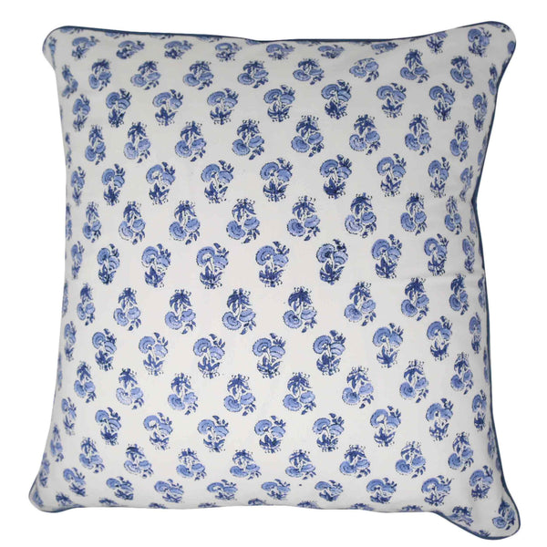 Bluebell Throw Pillow Cover | Transform your home decor effortlessly with our stylish block-printed pillow covers. Mix and match to add a splash of personality and a fresh, vibrant touch to any room. The Bluebell print is a crowd pleaser in the perfect sh