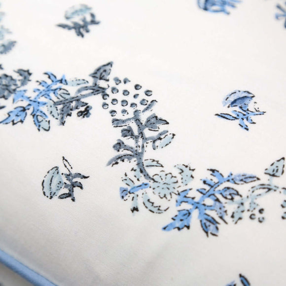 Forget Me Not Lumbar Pillow Cover | The chef's kiss to your pillow line up - our Forget Me Not Lumbar pillow cover will elevate your sofa/bed/club chair to designer status in an instant. Available in fern green or soft blue with coordinating piping.