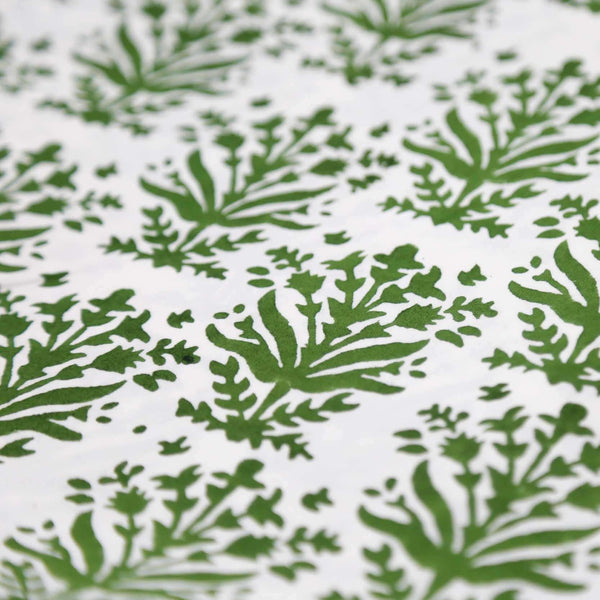 Lily of the Valley Tablecloth | Our Lily of the Valley block print tablecloth is vibrant, expressive, and the perfect shade of green—a cheerful pick-me-up for your table any time of year.