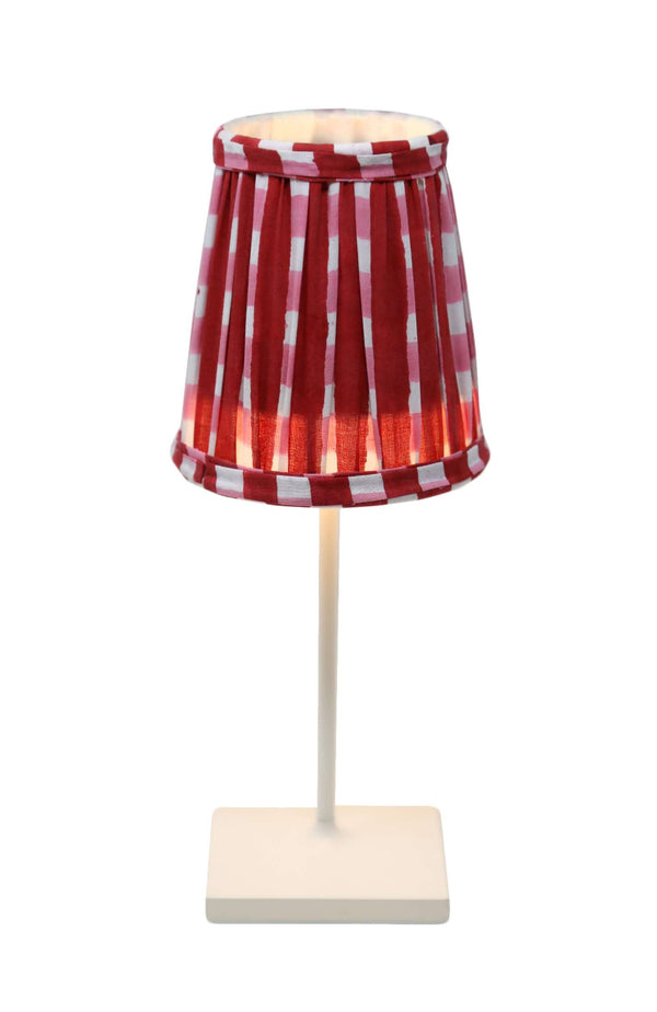 Gingham Shade for Cordless Lamps | Our Gingham block print lampshade brings timeless charm to your Poldina Pro or Mini cordless lamp—a classic pattern with a fresh, handcrafted feel.