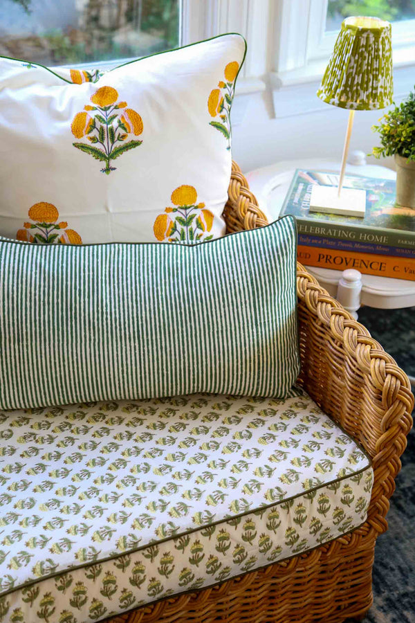 Harbor Stripe Pillow Cover | Transform your home decor effortlessly with our stylish block-printed pillow covers. Mix and match to add a splash of personality and a fresh, vibrant touch to any room. Stripes and florals are a forever favorite! These hand-p