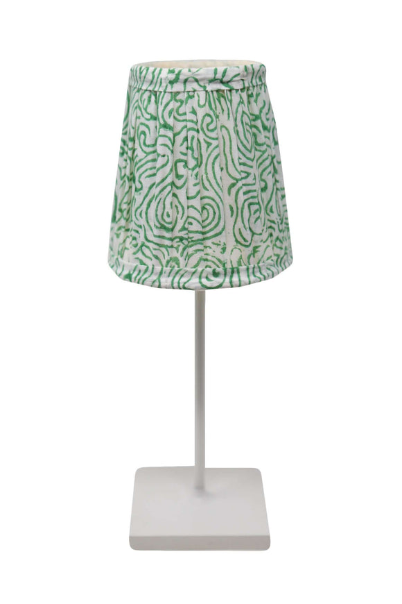 Swirl Shade for Cordless Lamps | Add a playful twist with our Swirl block print lampshade—designed to fit Poldina Pro and Mini cordless lamps and bring a fun pop of pattern to any room.