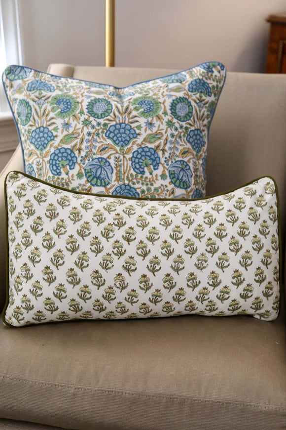 Plum Blossom Throw Pillow Cover | Transform your home decor effortlessly with our stylish block-printed pillow covers. Mix and match to add a splash of personality and a fresh, vibrant touch to any room. The plum blossom print is so versatile, we've used