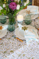 Sea Holly Tablecloth | Our Sea Holly print is an ode to a traditional Indian block pattern, updated in a fresh and sophisticated color palette. Tranquil blue intertwined with olive green is reminiscent of mediterranean shores, wild rosemary and rocky beac