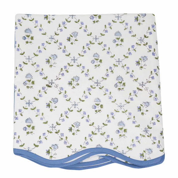 Espalier Card Table Topper | Up your game with our charming scalloped block printed table toppers. Mix and match patterns for a winning look. Perfect for mahjong, bridge, or simply as a pretty cover for any small square or round table. Pair with a cordles