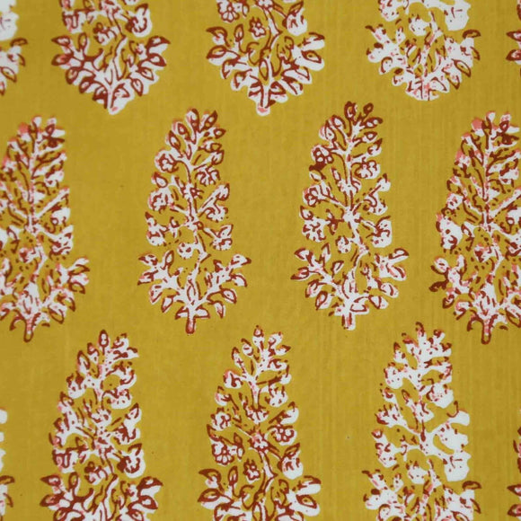 Golden Frond Card Table Topper | Up your game with our charming scalloped block printed table toppers. Mix and match patterns for a winning look. Perfect for mahjong, bridge, or simply as a pretty cover for any small square or round table. Pair with a cor
