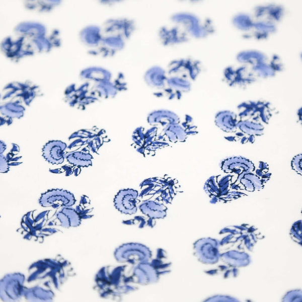 Bluebell Card Table Topper | Up your game with our charming scalloped block printed table toppers. Mix and match patterns for a winning look. Perfect for mahjong, bridge, or simply as a pretty cover for any small square or round table.