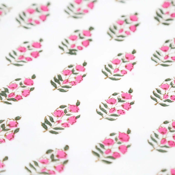Blossom Card Table Topper | Up your game with our charming scalloped block printed table toppers. Mix and match patterns for a winning look. Perfect for mahjong, bridge, or simply as a pretty cover for any small square or round table. Pair with a cordless