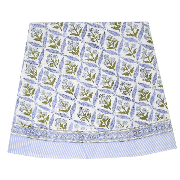 Purple floral block printed round tablecloth
