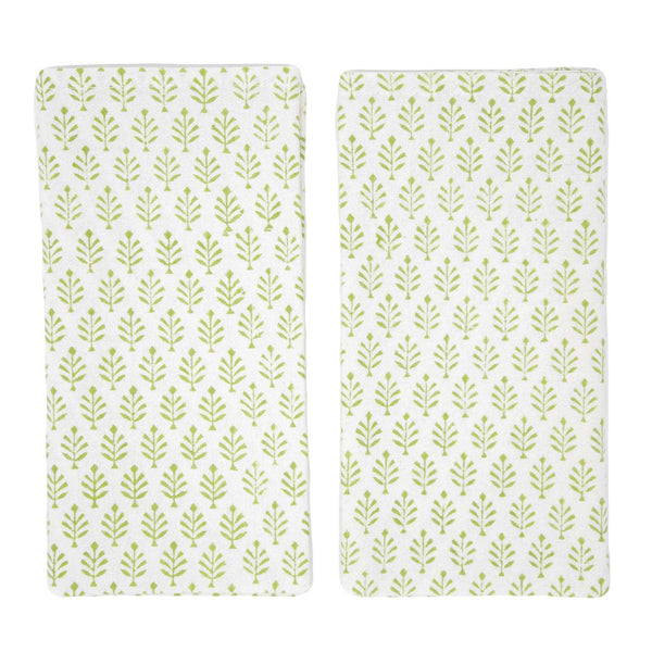 Set of green block printed napkins