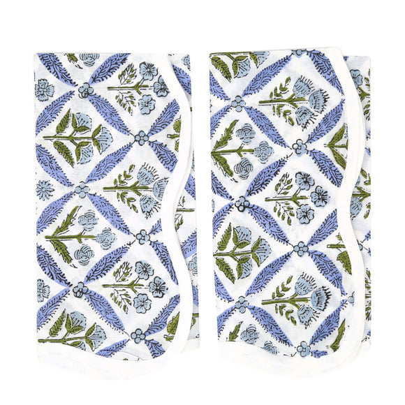 Periwinkle block printed napkins