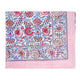 Pink and blue block printed tablecloth