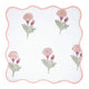 Pink and white block printed cotton napkin