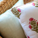 Block printed pillowcases on chair pillows