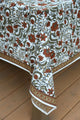 Tablecloth drop on Sweetgrass block printed tablecloth