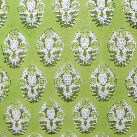 Green block print pattern