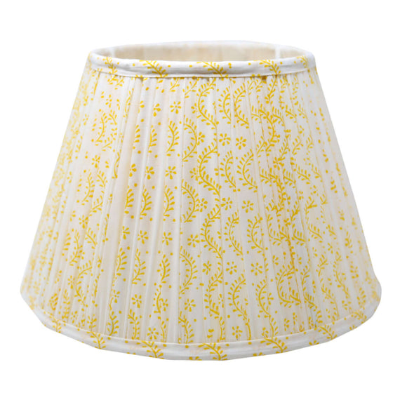 Yellow and white block printed lampshade