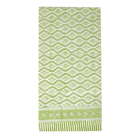 Green block printed pareo cover up