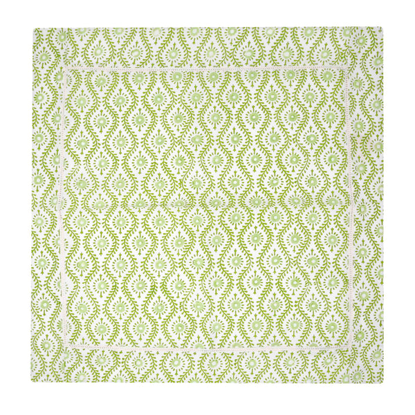 Single green block printed napkin