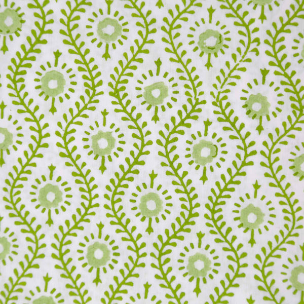 Close up of green block printed pareo cover up