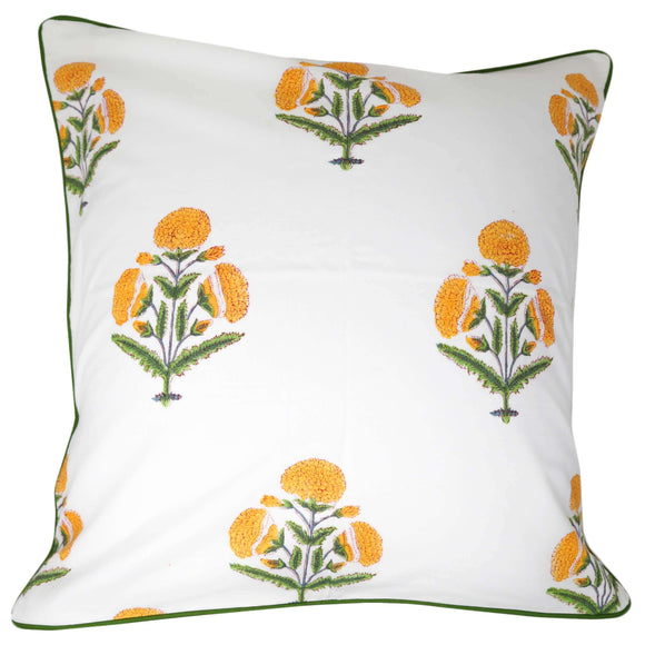 Yellow and green floral pillow cover
