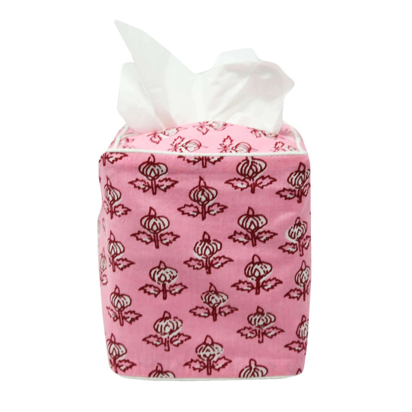 Tissue Box Cover: Tuberose, Block Print - Sweetgrass Home