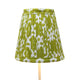 Green block printed lampshade on cordless lamp