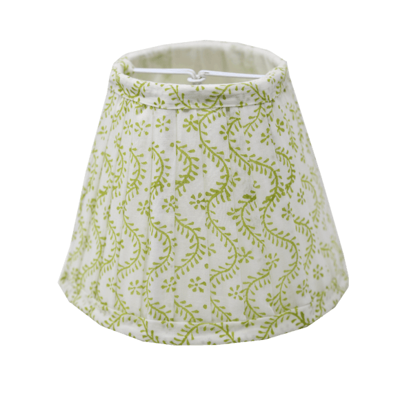 Honeysuckle Sconce Shade | Need an instant room upgrade? Our hand-printed, hand pleated lampshades bring a soft glow and touch of patterned interest to any living space. Plain shades be gone! How many can we have in one room? Empire style with clip fittin